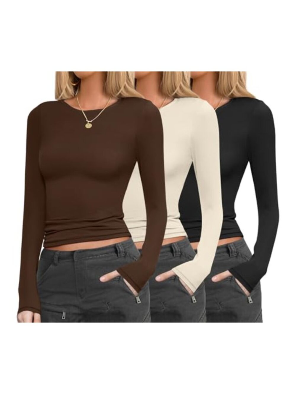 Ekouaer Women's Fitted Long Sleeve Underscrub Thermal Top Boat Neck